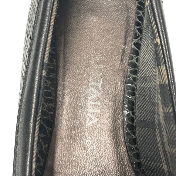 Aquatalia Snakeskin Embossed Leather Penny Loafers Driving Mocs Black Size 6 - Picture 9 of 11